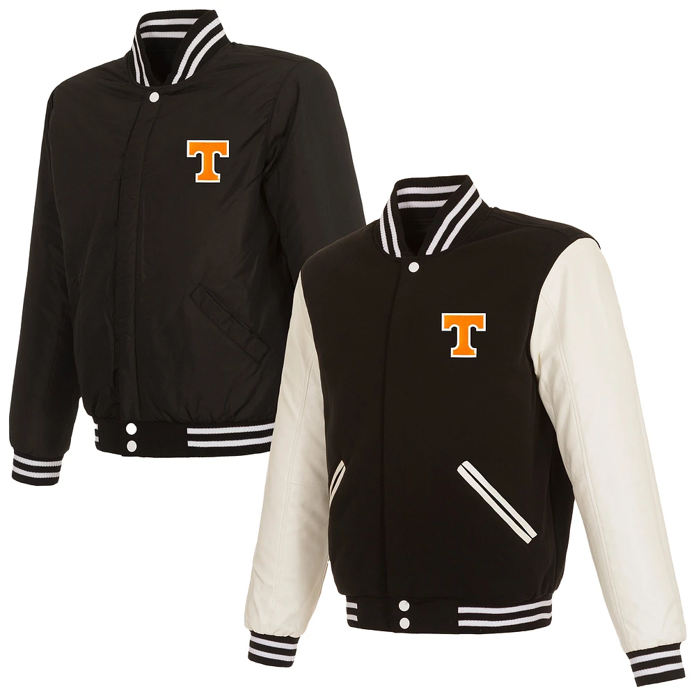 Men's JH Design Black Tennessee Volunteers Reversible Fleece Full-Zip Jacket