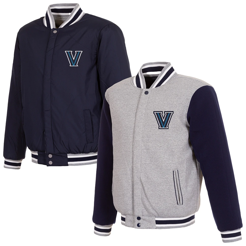 Men's Navy Villanova Wildcats Reversible Two-Tone Fleece Full-Zip Jacket