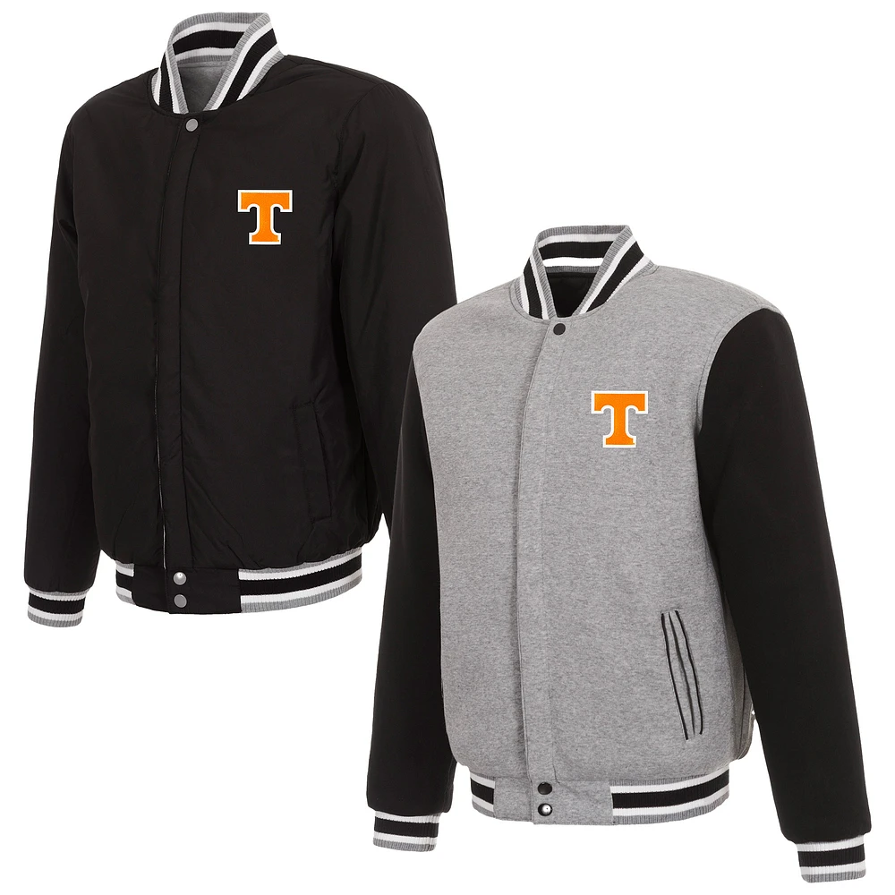 Men's Gray/Black Tennessee Volunteers Reversible Two-Tone Fleece Full-Zip Jacket