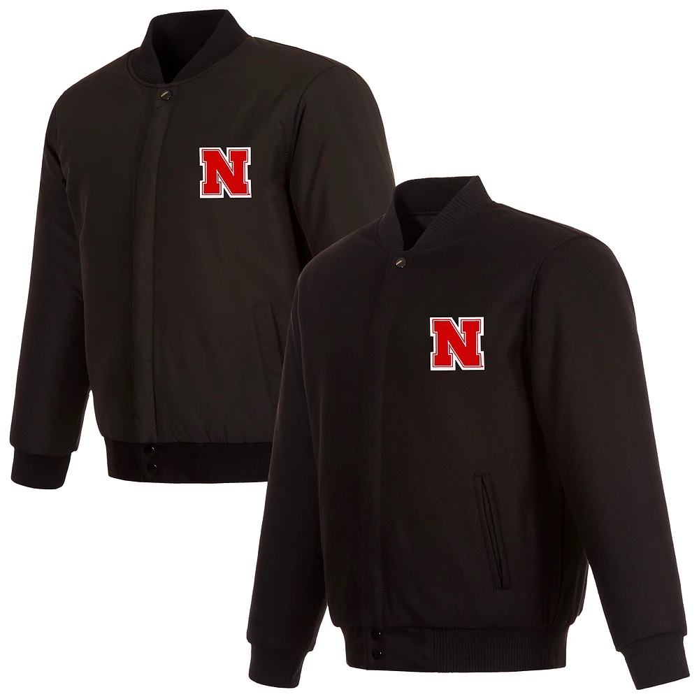 Men's JH Design Black Nebraska Huskers Reversible Full-Zip Jacket