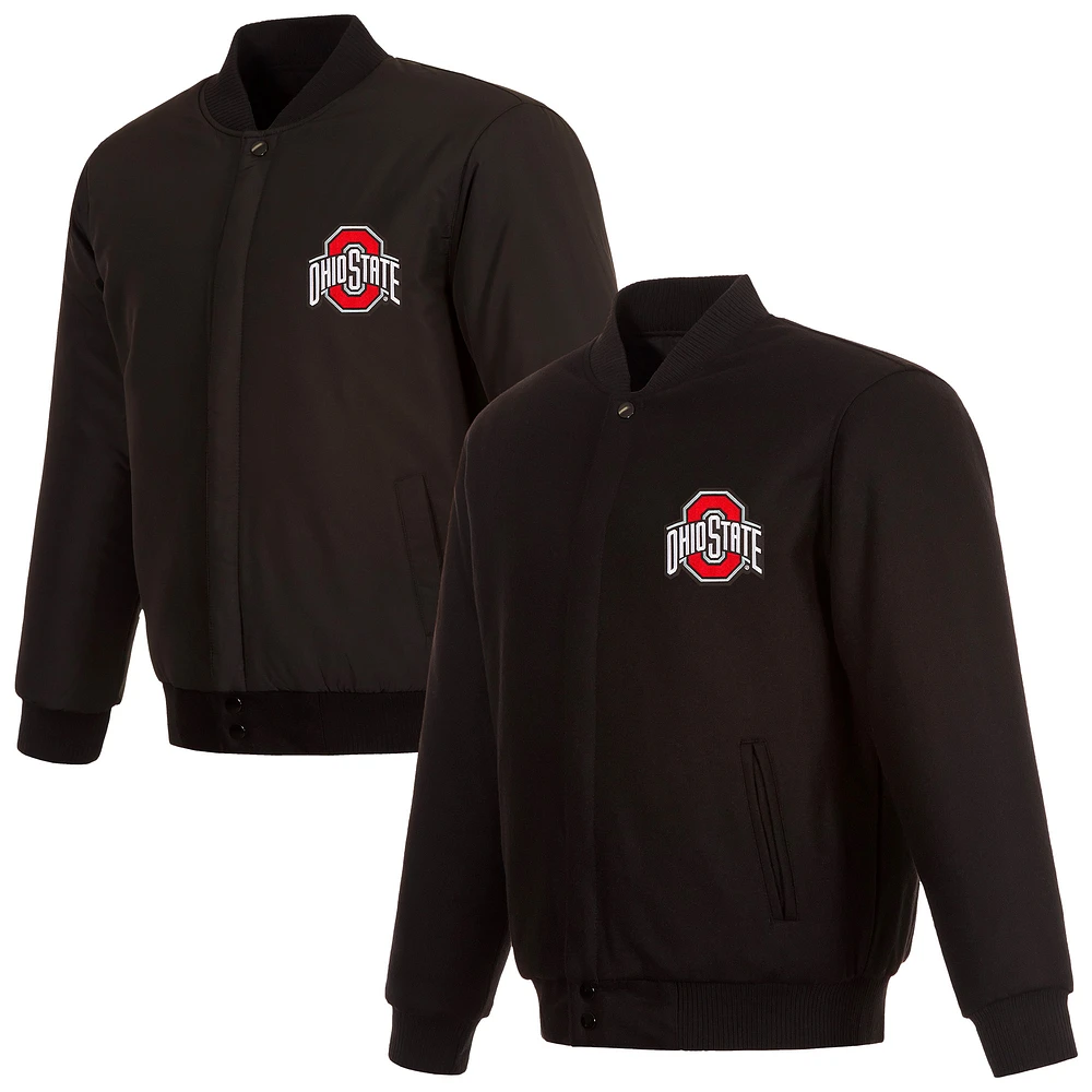Men's JH Design Black Ohio State Buckeyes Reversible Full-Zip Jacket