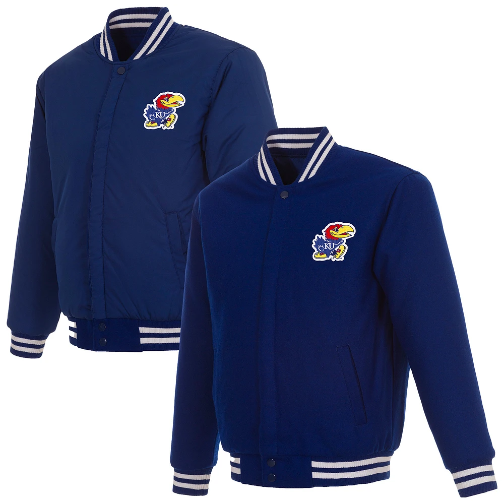 Men's JH Design Royal Kansas Jayhawks Reversible Full-Zip Jacket