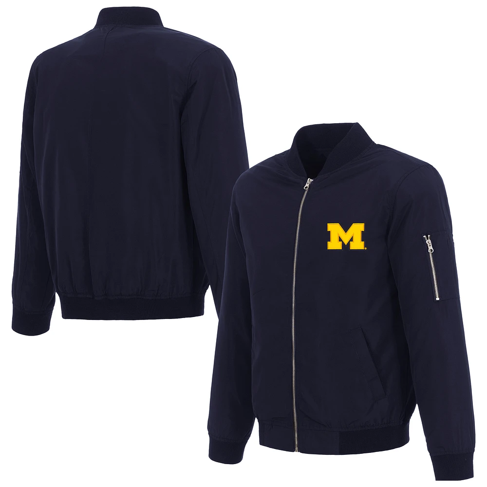 Men's JH Design Navy Michigan Wolverines Full-Zip Bomber Jacket