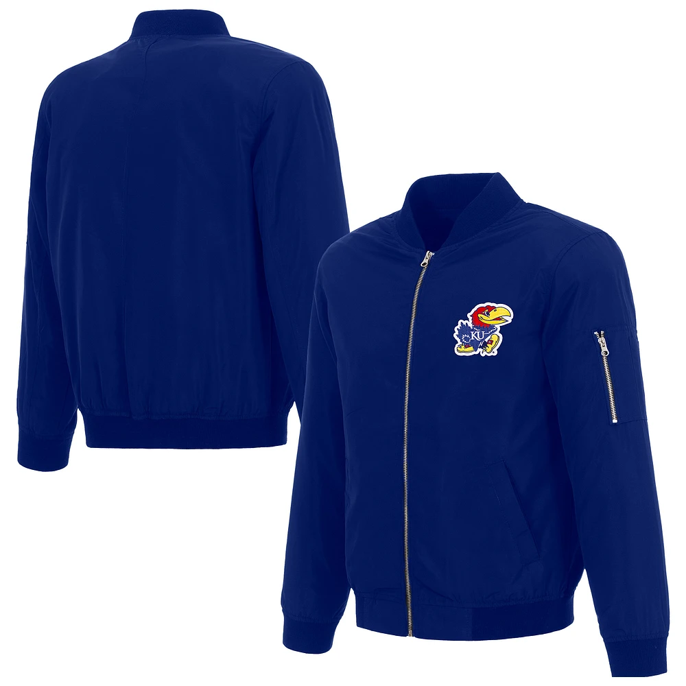 Men's JH Design Royal Kansas Jayhawks Full-Zip Bomber Jacket