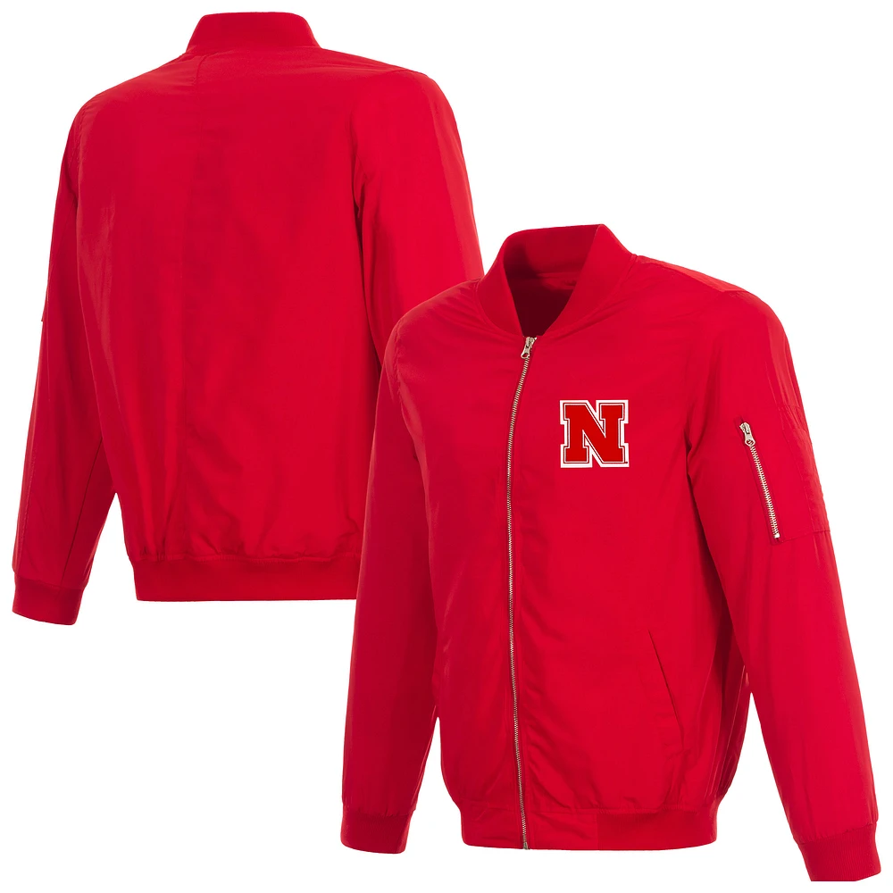 Men's JH Design Scarlet Nebraska Huskers Full-Zip Bomber Jacket