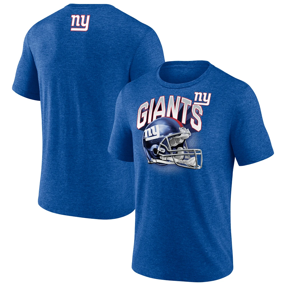 Men's Fanatics Heather Royal New York Giants Tri-Blend Helmet End Around T-Shirt