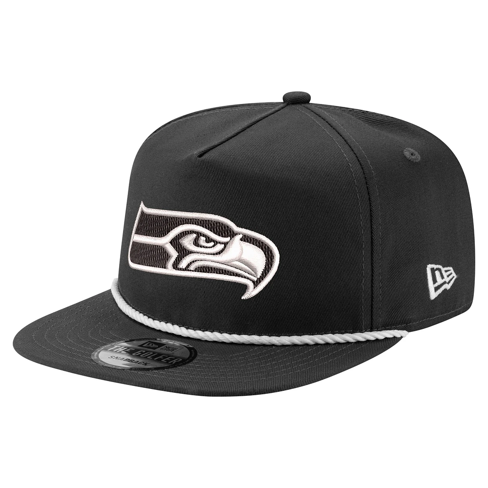 Men's New Era Black Seattle Seahawks B-Dub Golfer Snapback Hat