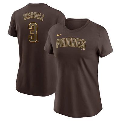 Women's Nike Jackson Merrill Brown San Diego Padres Fuse Name & Number T-Shirt