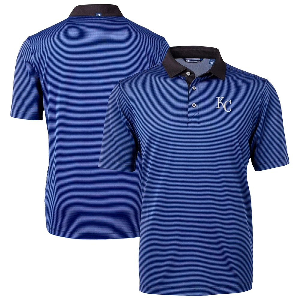 Men's Cutter & Buck Blue Kansas City Royals Big Tall Virtue Eco Pique Micro Stripe Recycled Polo
