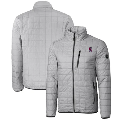 Men's Cutter & Buck Gray Los Angeles Angels Big Tall Rainier PrimaLoft® Eco Insulated Full-Zip Hoodie Puffer Jacket
