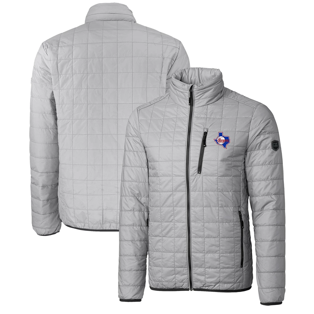 Men's Cutter & Buck Gray Texas Rangers Big Tall Rainier PrimaLoft® Eco Insulated Full-Zip Hoodie Puffer Jacket