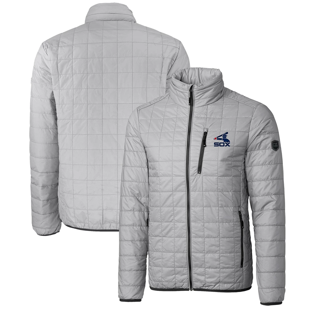 Men's Cutter & Buck Gray Chicago White Sox Big Tall Rainier PrimaLoft® Eco Insulated Full-Zip Hoodie Puffer Jacket