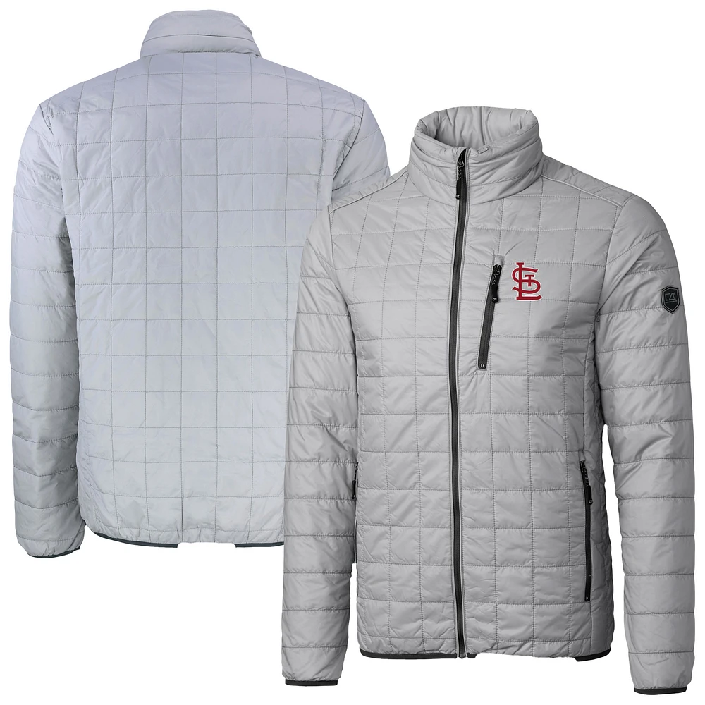 Men's Cutter & Buck Gray St. Louis Cardinals Big Tall Rainier PrimaLoft® Eco Insulated Full-Zip Hoodie Puffer Jacket