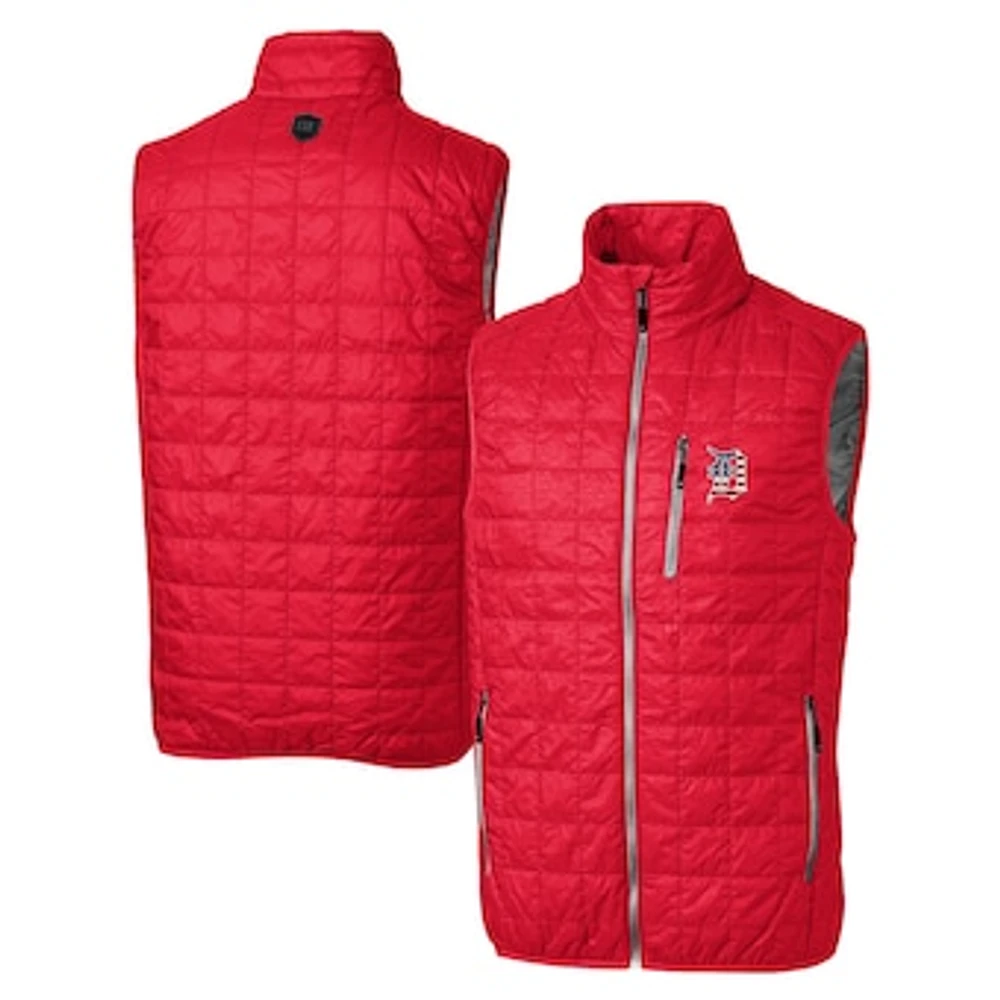 Men's Cutter & Buck Red Detroit Tigers Big Tall Rainier PrimaLoft® Eco Insulated Full-Zip Puffer Vest