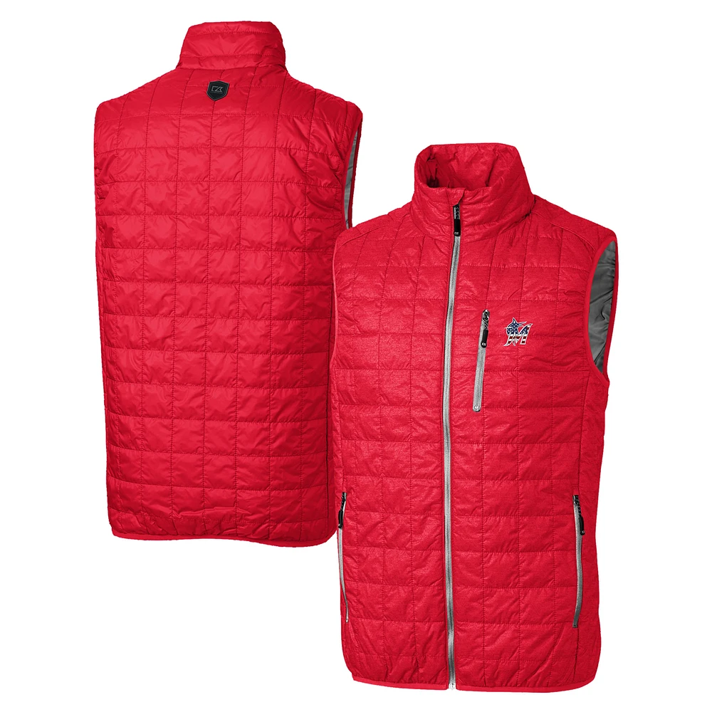 Men's Cutter & Buck Red Miami Marlins Big Tall Rainier PrimaLoft® Eco Insulated Full-Zip Puffer Vest