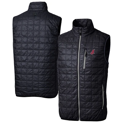 Men's Cutter & Buck Navy Cleveland Guardians Big Tall Rainier PrimaLoft® Eco Insulated Full-Zip Puffer Vest
