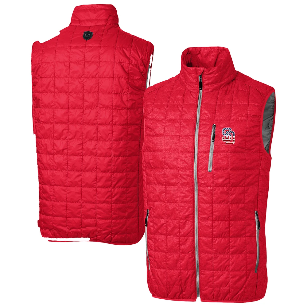 Men's Cutter & Buck Red San Diego Padres Big Tall Rainier PrimaLoft® Eco Insulated Full-Zip Puffer Vest