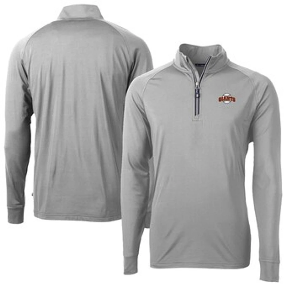 Men's Cutter & Buck Gray San Francisco Giants Adapt Eco Knit Stretch Recycled Big Tall Quarter-Zip Pullover Top