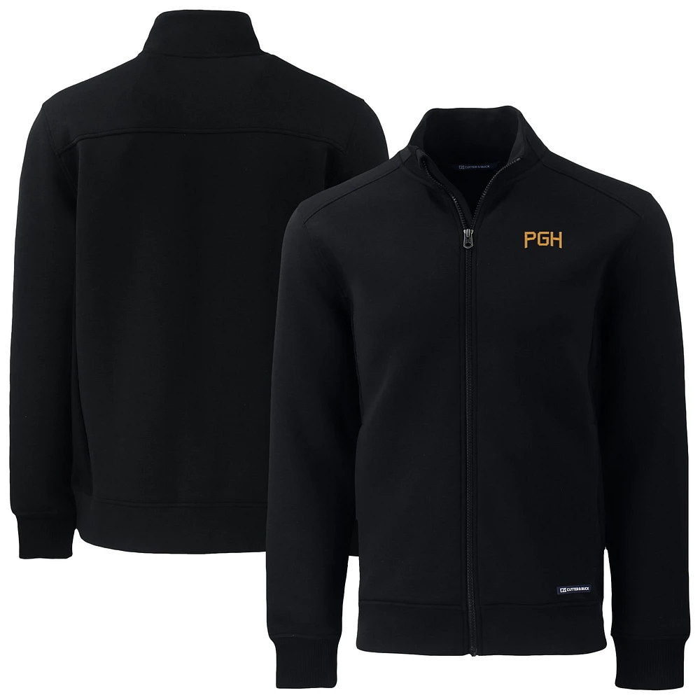 Men's Cutter & Buck Black Pittsburgh Pirates Big Tall Roam Eco Recycled Full-Zip Jacket