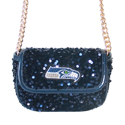 Cuce Navy Seattle Seahawks Sequin Crossbody Bag