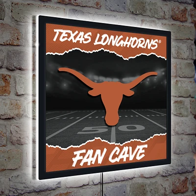 Texas Longhorns 23" LED Fan Cave Square-Shaped Lighted Wall Sign