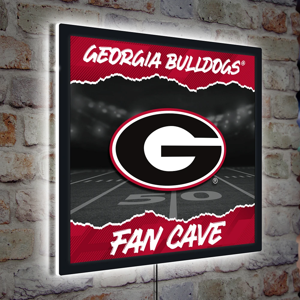Georgia Bulldogs 23" LED Fan Cave Square-Shaped Lighted Wall Sign