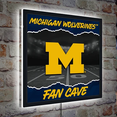 Michigan Wolverines 23" LED Fan Cave Square-Shaped Lighted Wall Sign