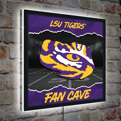 LSU Tigers 23" LED Fan Cave Square-Shaped Lighted Wall Sign