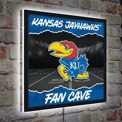Kansas Jayhawks 23" LED Fan Cave Square-Shaped Lighted Wall Sign