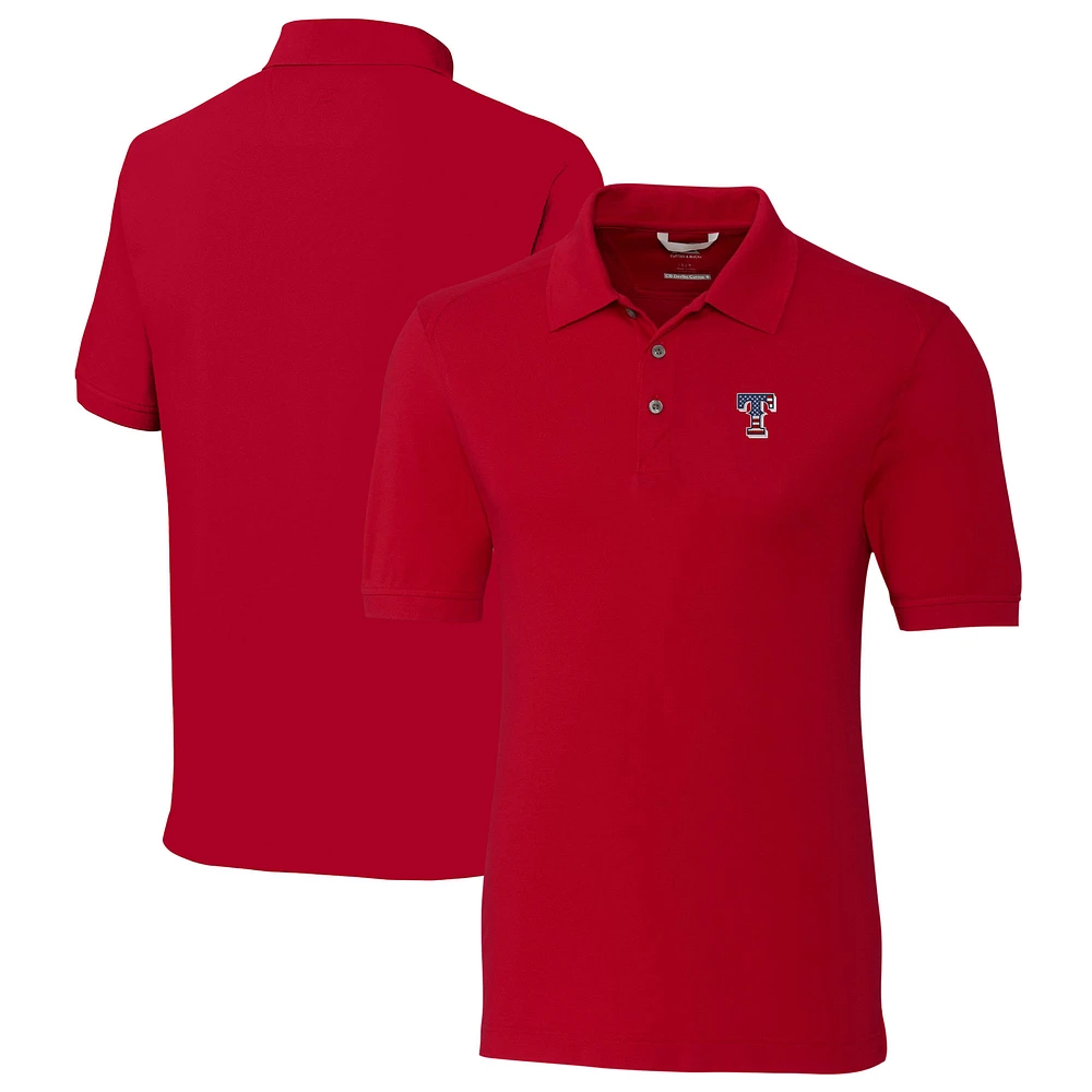 Men's Cutter & Buck Texas Rangers Big Tall Americana Advantage Pique DryTec Tri-Blend Polo