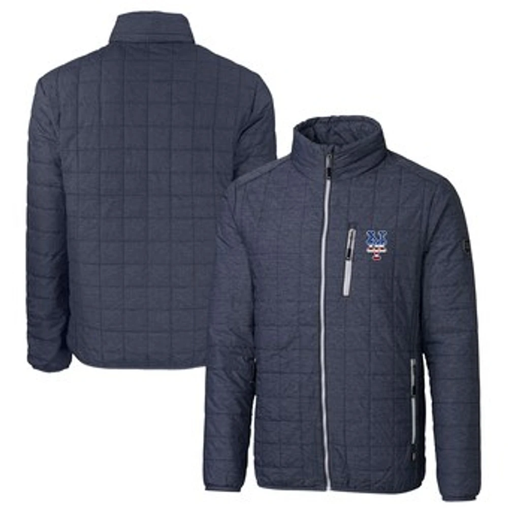 Men's Cutter & Buck Anthracite Big Tall New York Mets Americana Rainier PrimaLoft Eco Insulated Full-Zip Puffer Jacket