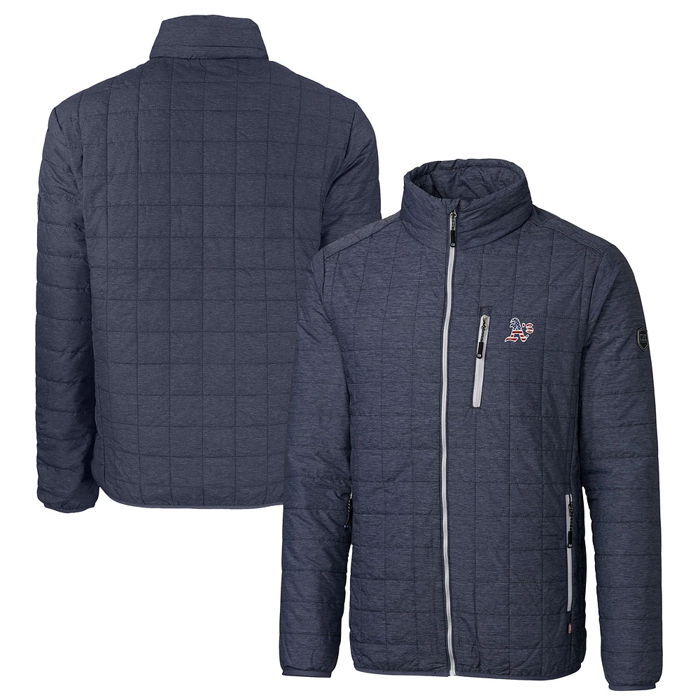 Men's Cutter & Buck Anthracite Big Tall Athletics Americana Rainier PrimaLoft Eco Insulated Full-Zip Puffer Jacket
