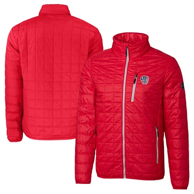Men's Cutter & Buck Red Big Tall Milwaukee Brewers Americana Rainier PrimaLoft Eco Insulated Full-Zip Puffer Jacket