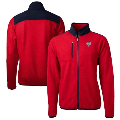 Men's Cutter & Buck Red Milwaukee Brewers Big Tall Americana Cascade Eco Fleece Full-Zip Jacket