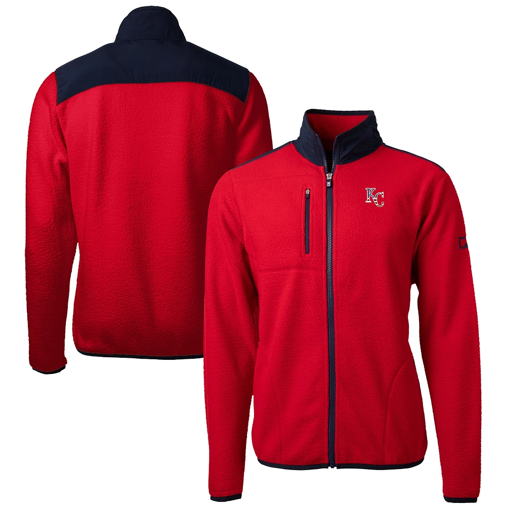 Men's Cutter & Buck Red Kansas City Royals Big Tall Americana Cascade Eco Fleece Full-Zip Jacket