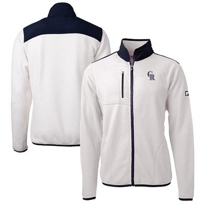 Men's Cutter & Buck Oatmeal Colorado Rockies Big Tall Americana Cascade Eco Fleece Full-Zip Jacket