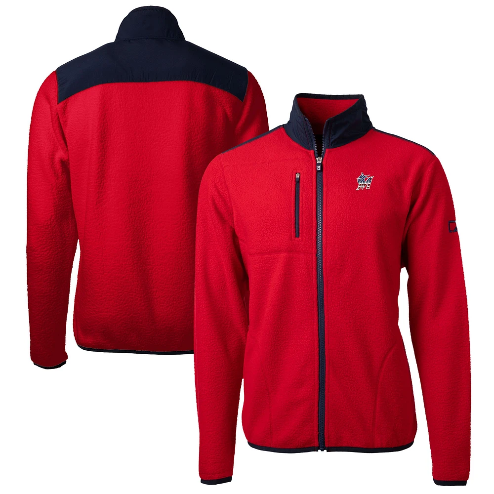 Men's Cutter & Buck Red Miami Marlins Big Tall Americana Cascade Eco Fleece Full-Zip Jacket