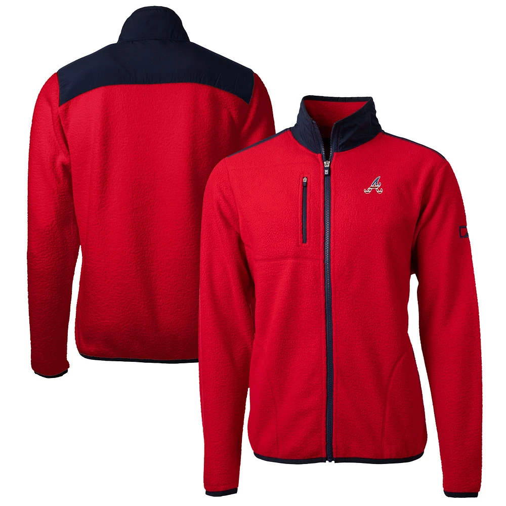 Men's Cutter & Buck Red Atlanta Braves Big Tall Americana Cascade Eco Fleece Full-Zip Jacket