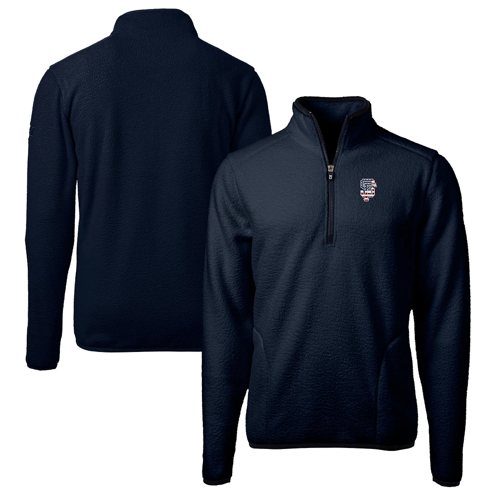 Men's Cutter & Buck Navy San Francisco Giants Big & Tall Americana Cascade Eco Fleece Quarter-Zip Jacket