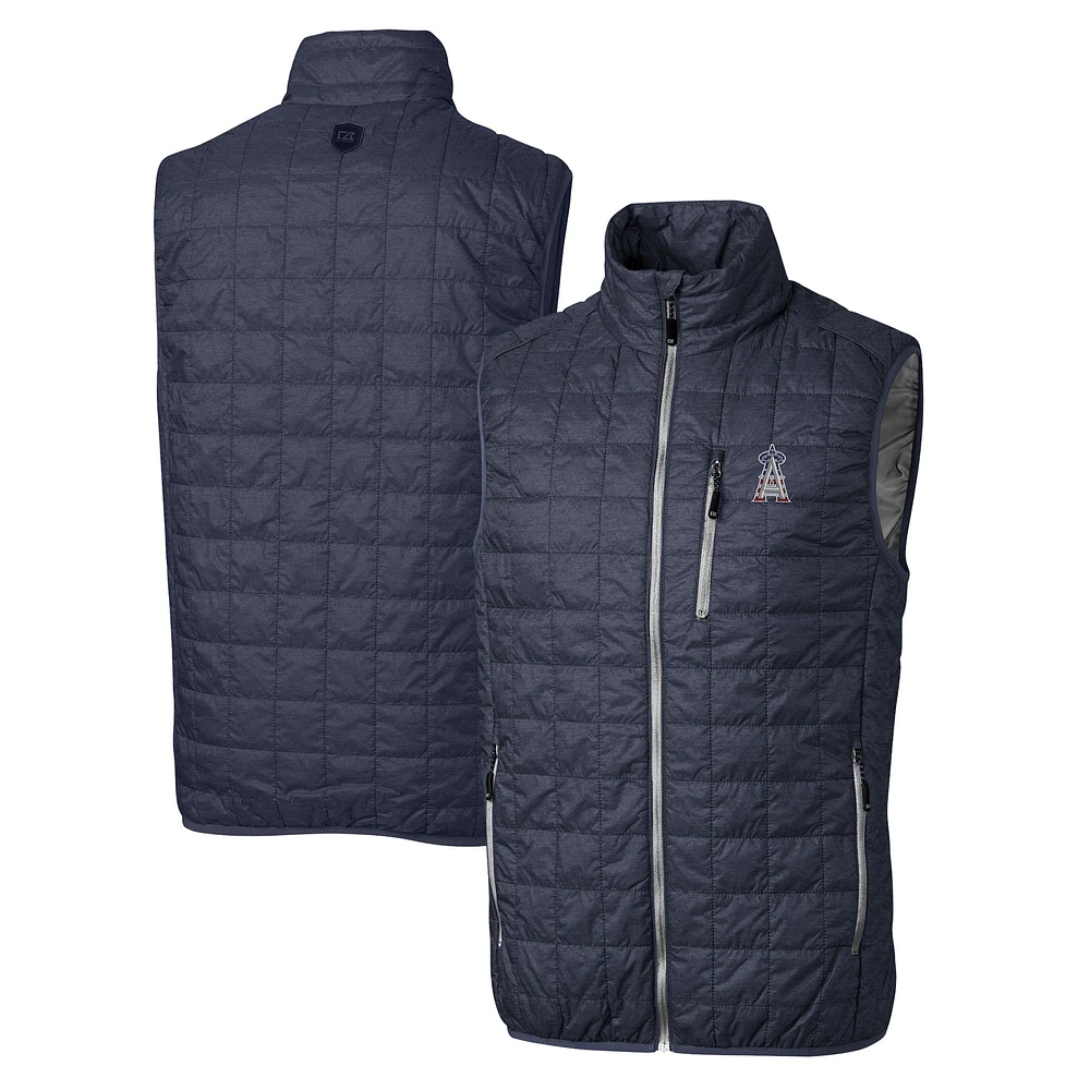 Men's Cutter & Buck Anthracite Los Angeles Angels Big Tall Americana Rainier PrimaLoft Eco Insulated Full-Zip Puffer Vest