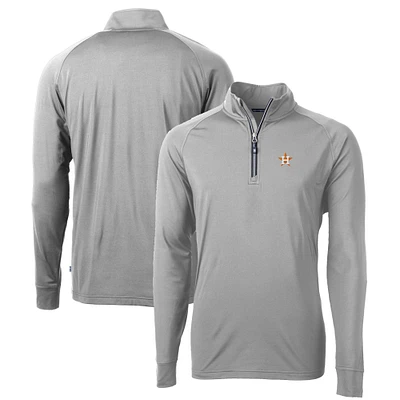 Men's Cutter & Buck Gray Houston Astros Big Tall Adapt Eco Knit Stretch Recycled Quarter-Zip Pullover Top