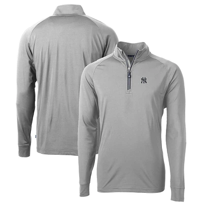 Men's Cutter & Buck Gray New York Yankees Big Tall Adapt Eco Knit Stretch Recycled Quarter-Zip Pullover Top