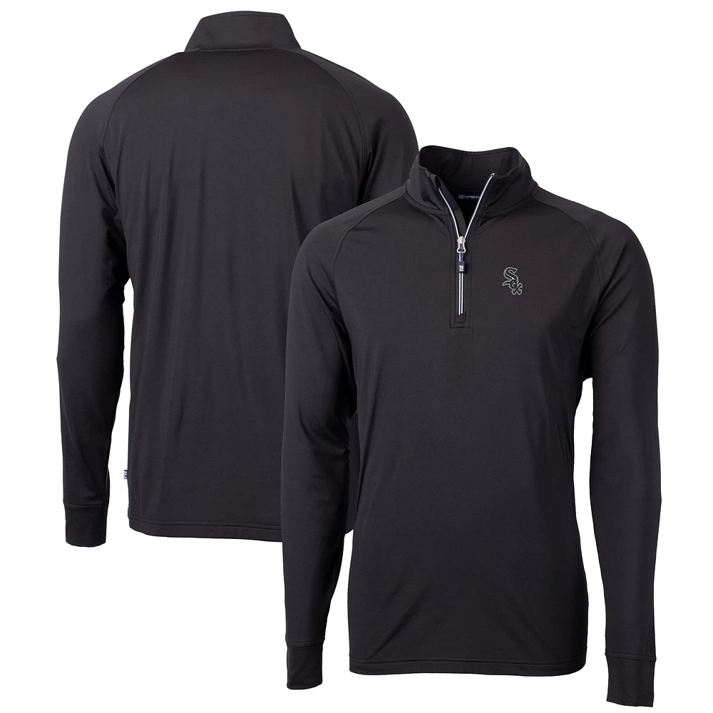 Men's Cutter & Buck Black Chicago White Sox Big Tall Adapt Eco Knit Stretch Recycled Quarter-Zip Pullover Top