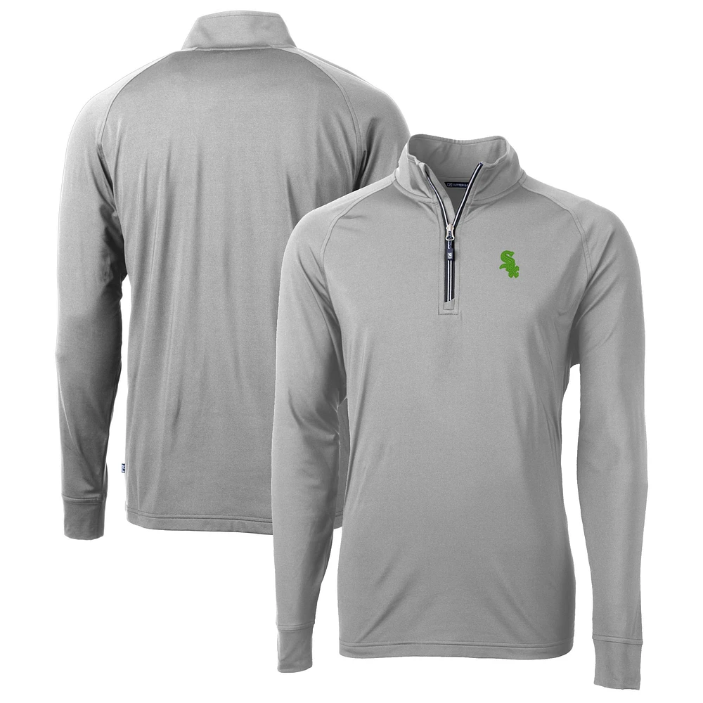 Men's Cutter & Buck Gray Chicago White Sox Big Tall Adapt Eco Knit Stretch Recycled Quarter-Zip Pullover Top