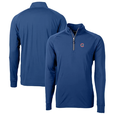 Men's Cutter & Buck Blue Chicago Cubs Big Tall Adapt Eco Knit Stretch Recycled Quarter-Zip Pullover Top