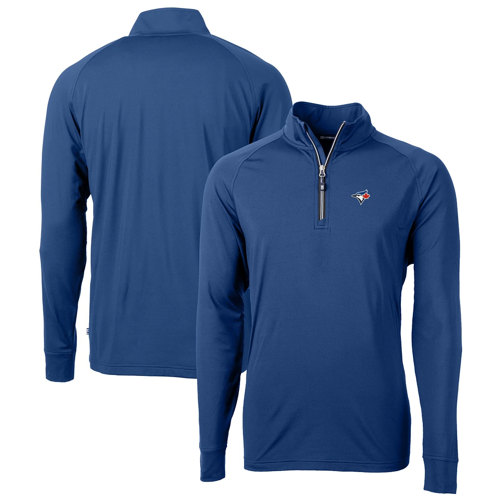 Men's Cutter & Buck Royal Toronto Blue Jays Big Tall Adapt Eco Knit Stretch Recycled Raglan DryTec Quarter-Zip Top