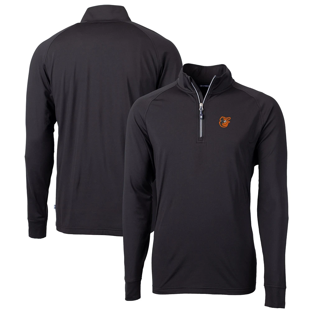 Men's Cutter & Buck Black Baltimore Orioles Big Tall Adapt Eco Knit Stretch Recycled Quarter-Zip Pullover Top