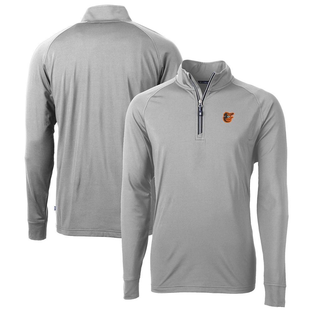 Men's Cutter & Buck Gray Baltimore Orioles Big Tall Adapt Eco Knit Stretch Recycled Quarter-Zip Pullover Top