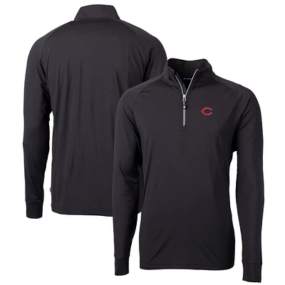 Men's Cutter & Buck Black Cincinnati Reds Big Tall Adapt Eco Knit Stretch Recycled Quarter-Zip Pullover Top