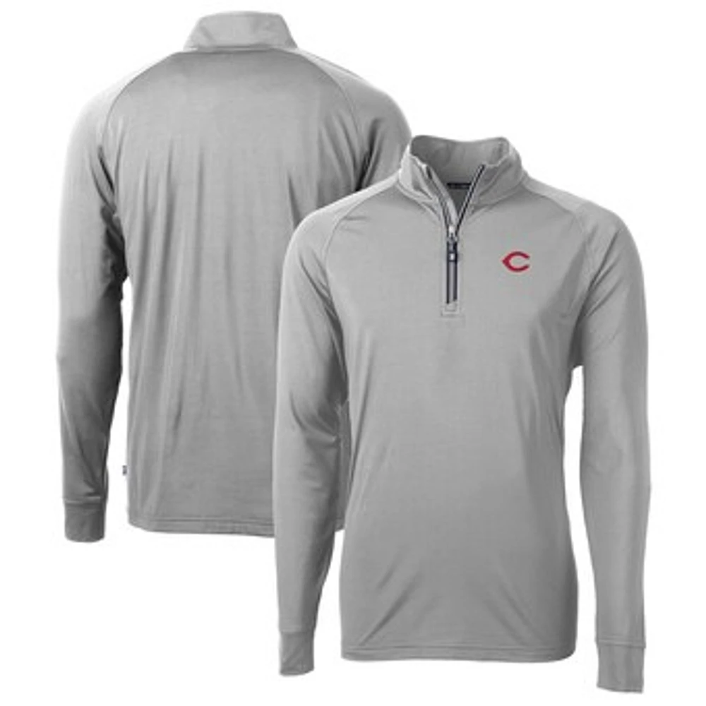 Men's Cutter & Buck Gray Cincinnati Reds Big Tall Adapt Eco Knit Stretch Recycled Quarter-Zip Pullover Top